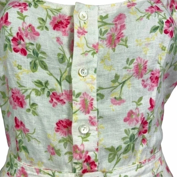 NWT POLO Ralph Lauren Linen Floral Sweet Pea Garden Party Midi Dress Size 12